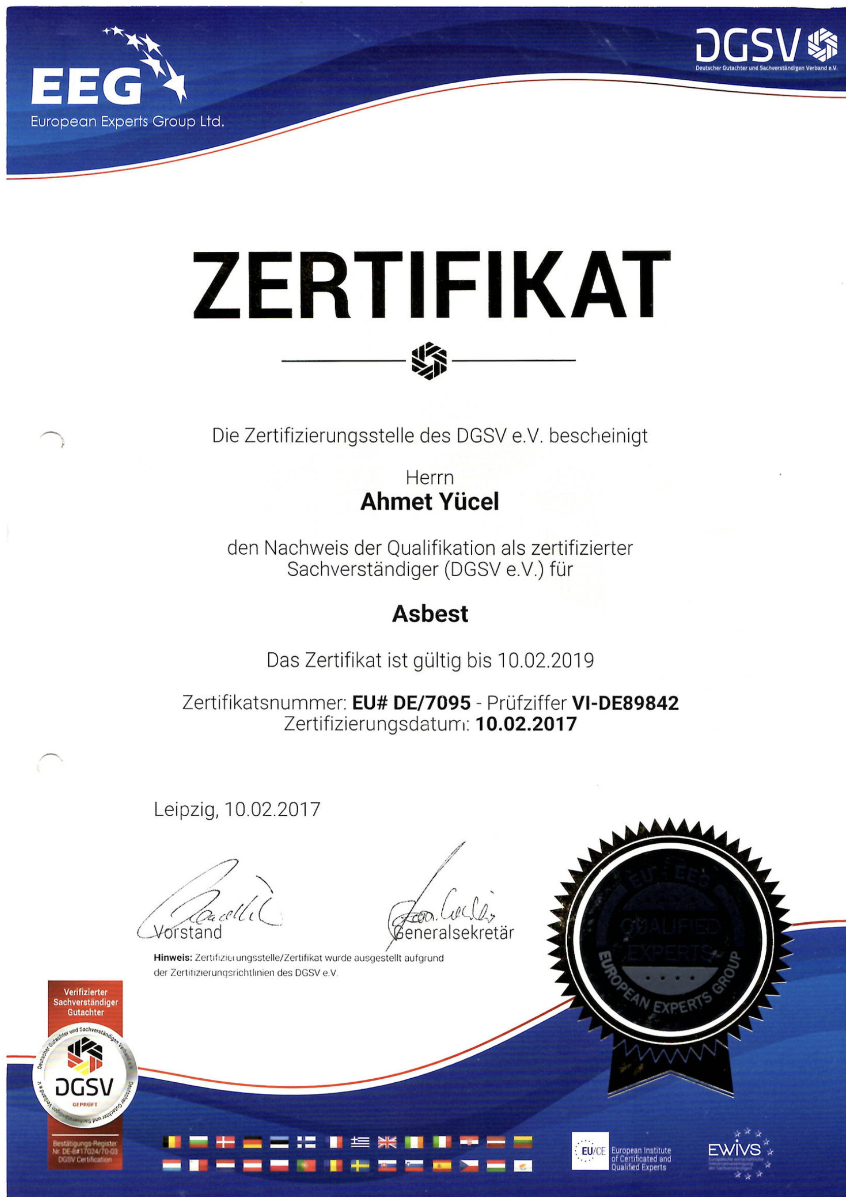 Zertifikat AKANT Umwelt GmbH